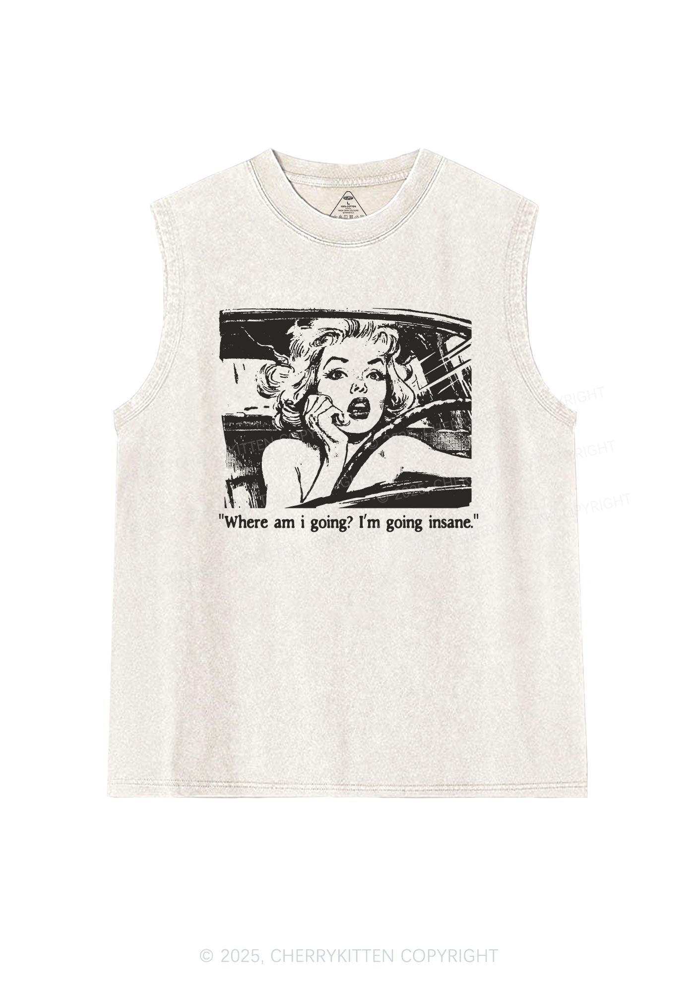 Woman Going Insane Y2K Washed Muscle Tank Cherrykitten