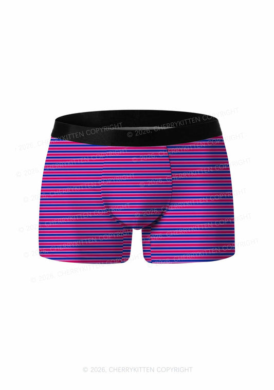 Bisexual Stripes Pride Y2K Print Men Boxer Briefs Cherrykitten