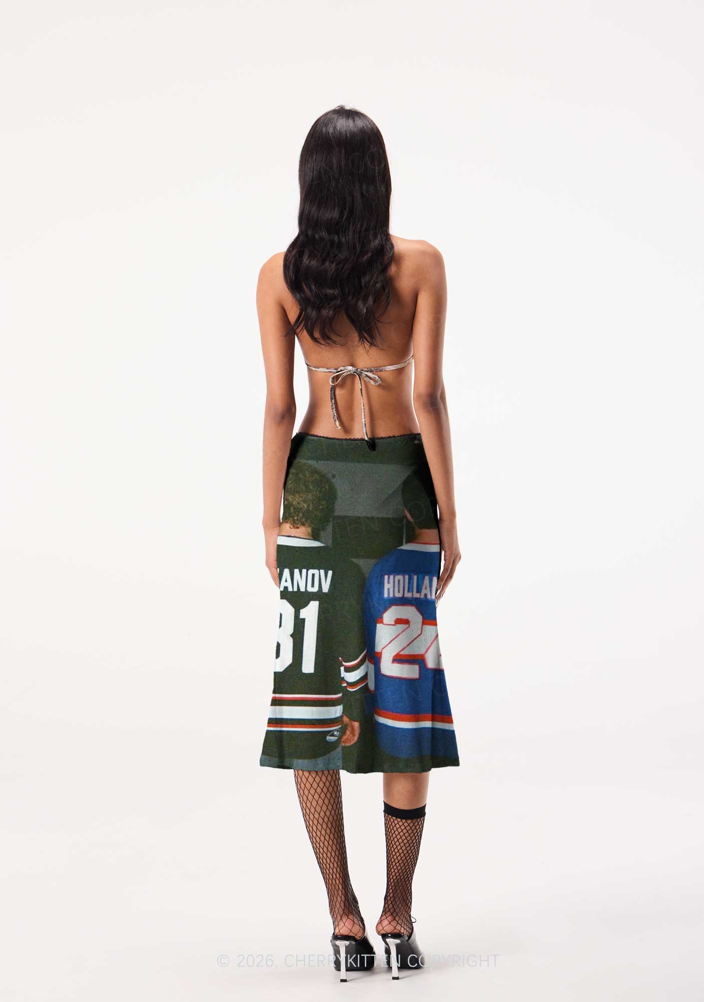 Couple Jersey HR Y2K Print Midi Skirt Cherrykitten