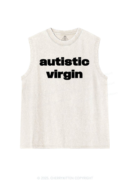 Autistic Virgin Y2K Washed Muscle Tank Cherrykitten