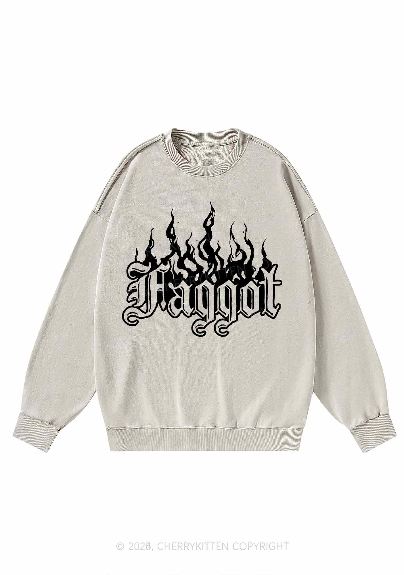 Halloween Goth Faggot Pride Y2K Washed Sweatshirts Cherrykitten