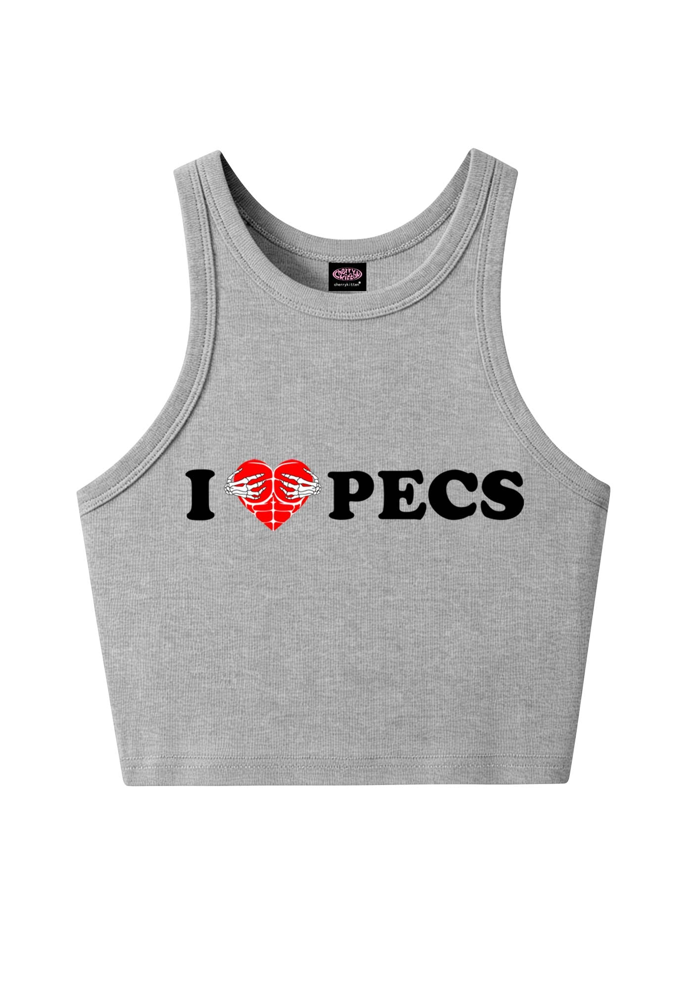 I Love Pecs Y2K Crop Tank Top Cherrykitten