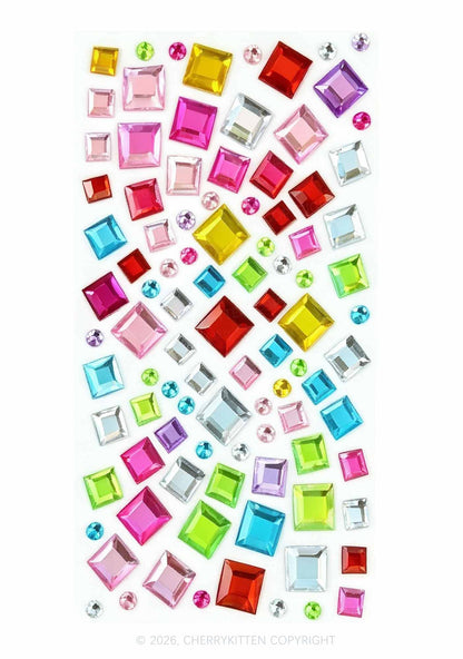1pc Colored Water Droplets Rhinestones Y2K Face Sticker Cherrykitten