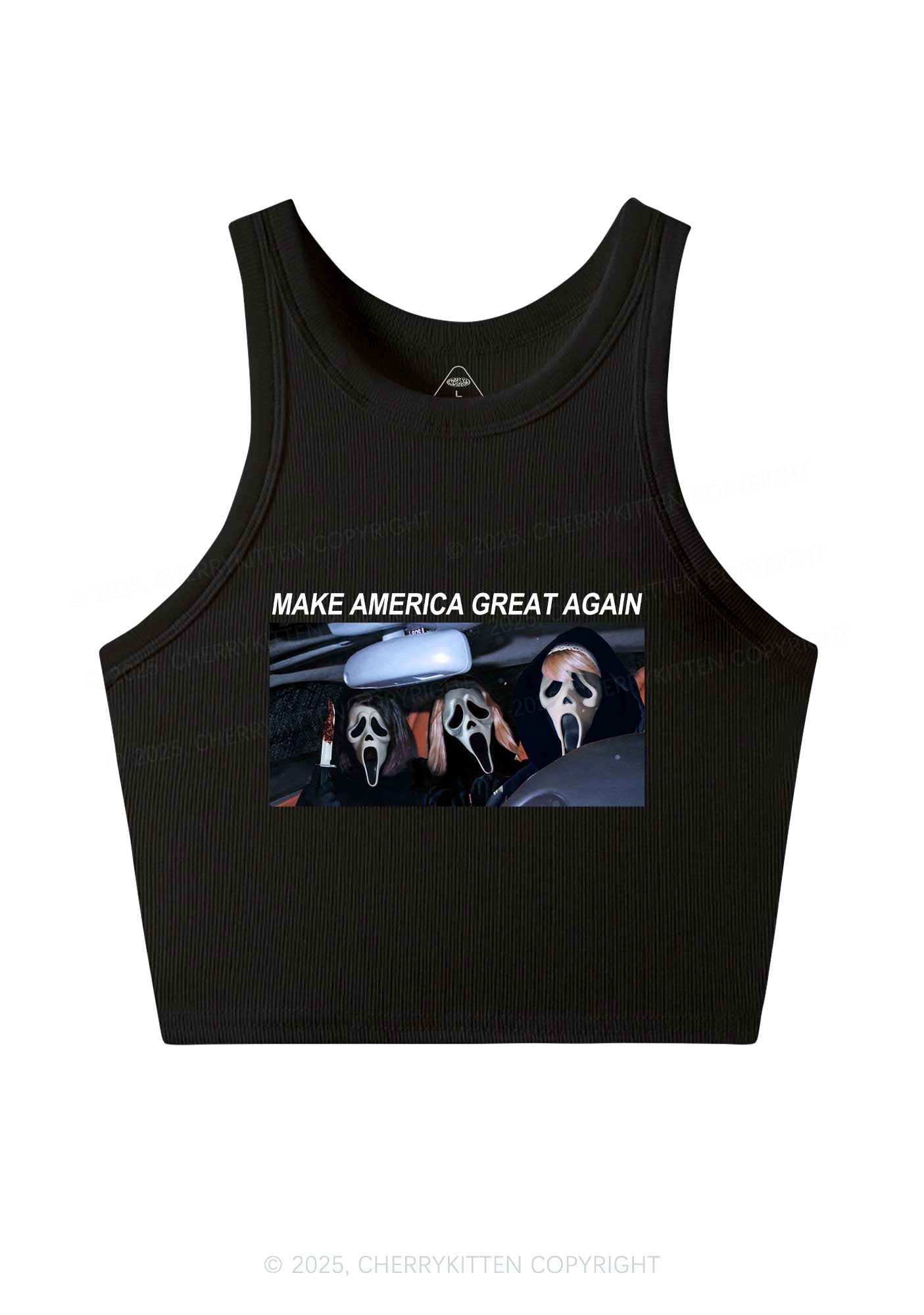 Halloween Ghost Make America Great Again Y2K Crop Tank Top Cherrykitten