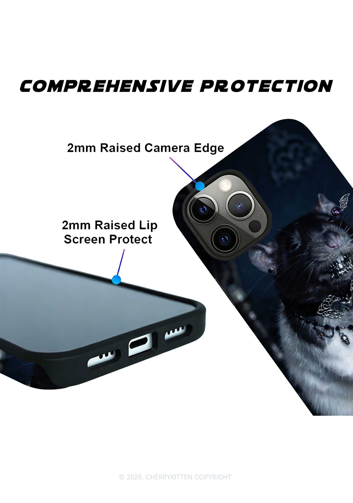 Gothic Jewelry Rat Y2K Phone Case Cherrykitten