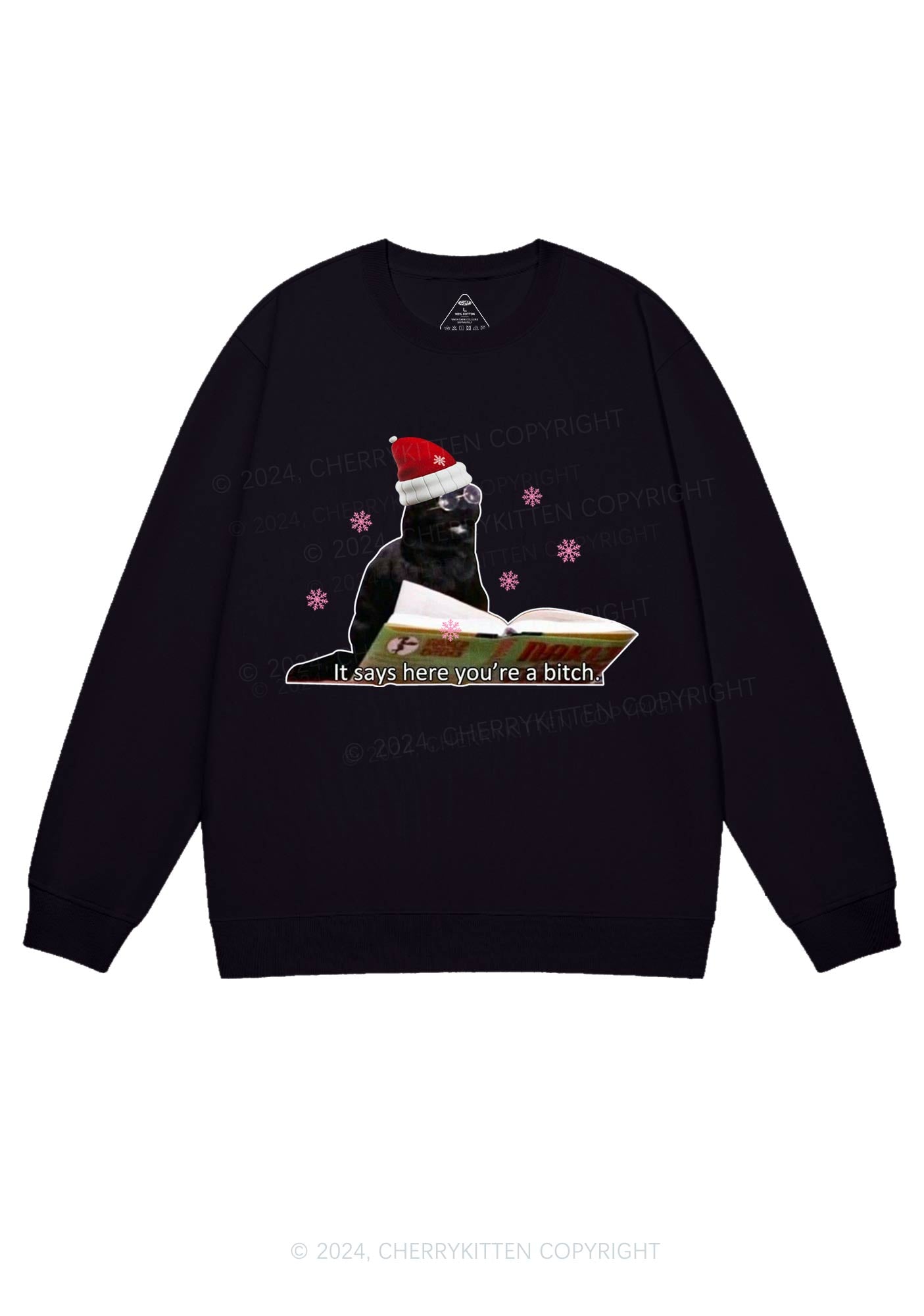 Christmas Cat Bxxch Y2K Sweatshirt Cherrykitten