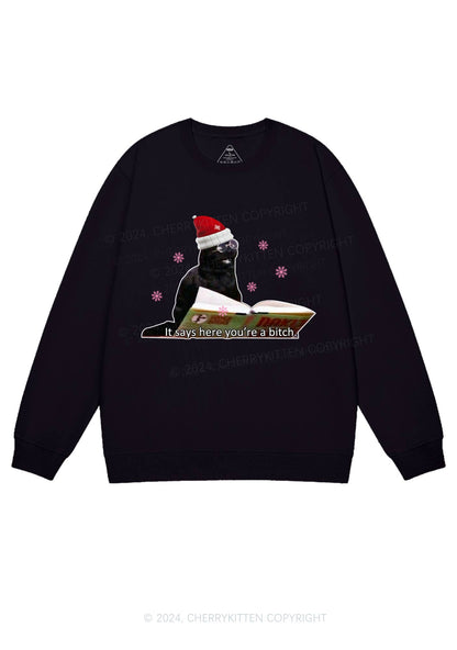 Christmas Cat Bxxch Y2K Sweatshirt Cherrykitten
