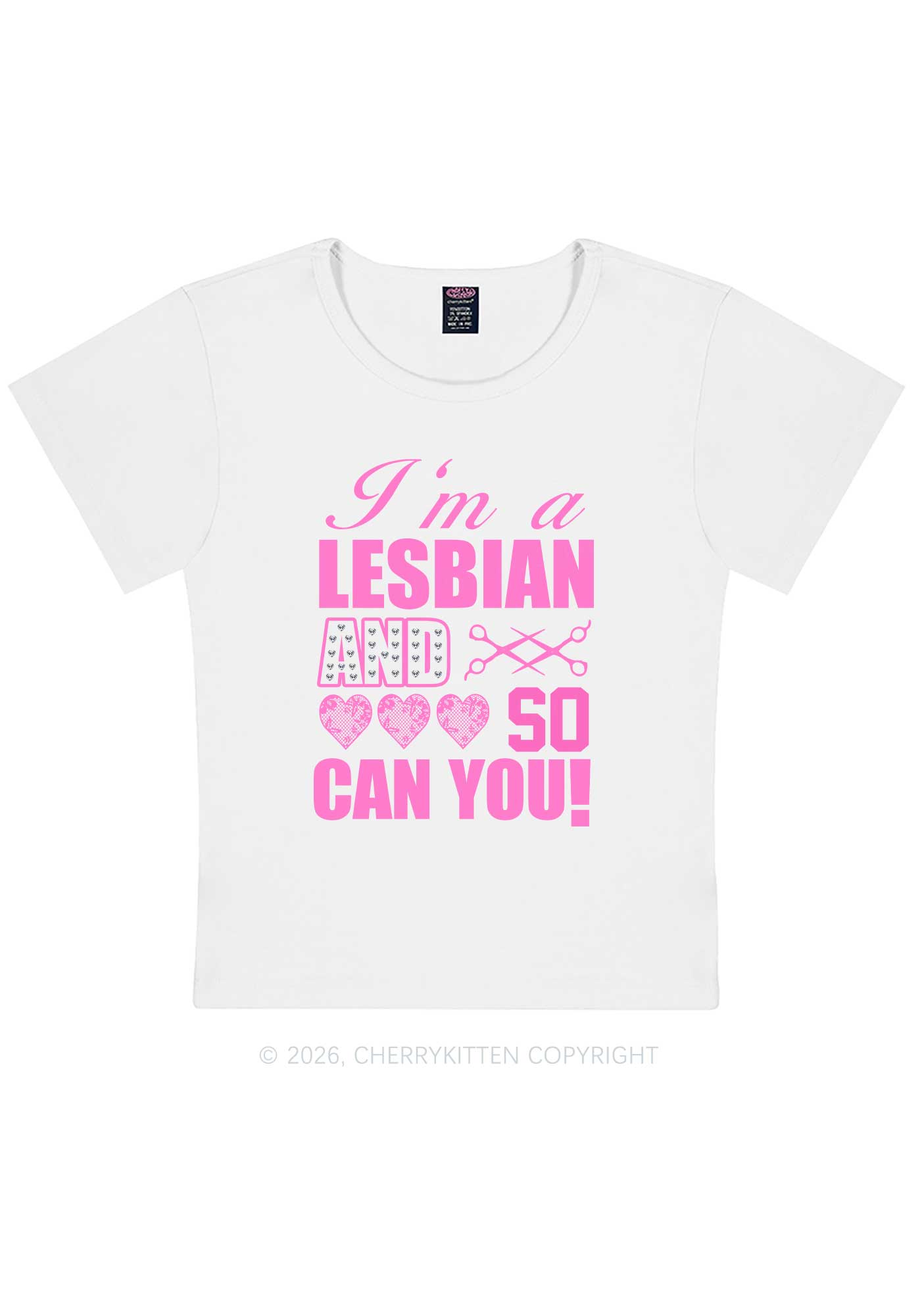 Im A Lesbian And So Can You Pride Y2K Baby Tee Cherrykitten
