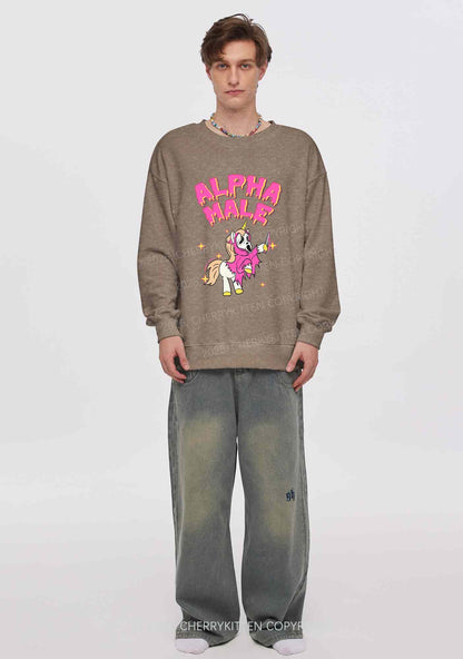Halloween Unicorn Alpha Male Y2K Washed Sweatshirts Cherrykitten