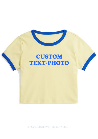 Custom Personalized Text Y2K Ringer Tee Cherrykitten