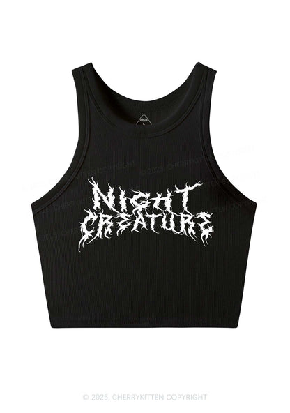Night Creature Y2K Crop Tank Top Cherrykitten