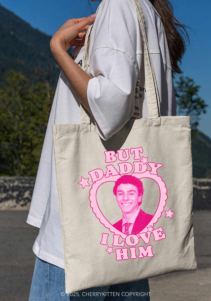 Daddy I Love Him Luigi Y2K Canvas Tote Bag Cherrykitten