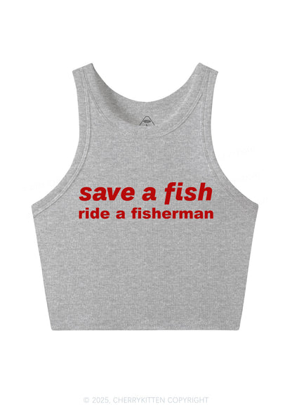 Save A Fish Y2K Crop Tank Top Cherrykitten