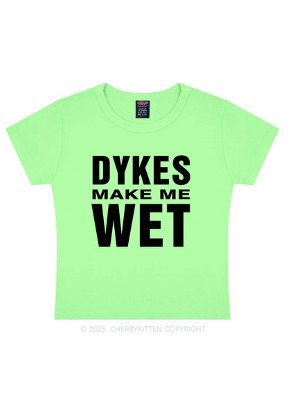 Dykes Make Me Wet Pride Y2K Baby Tee Cherrykitten