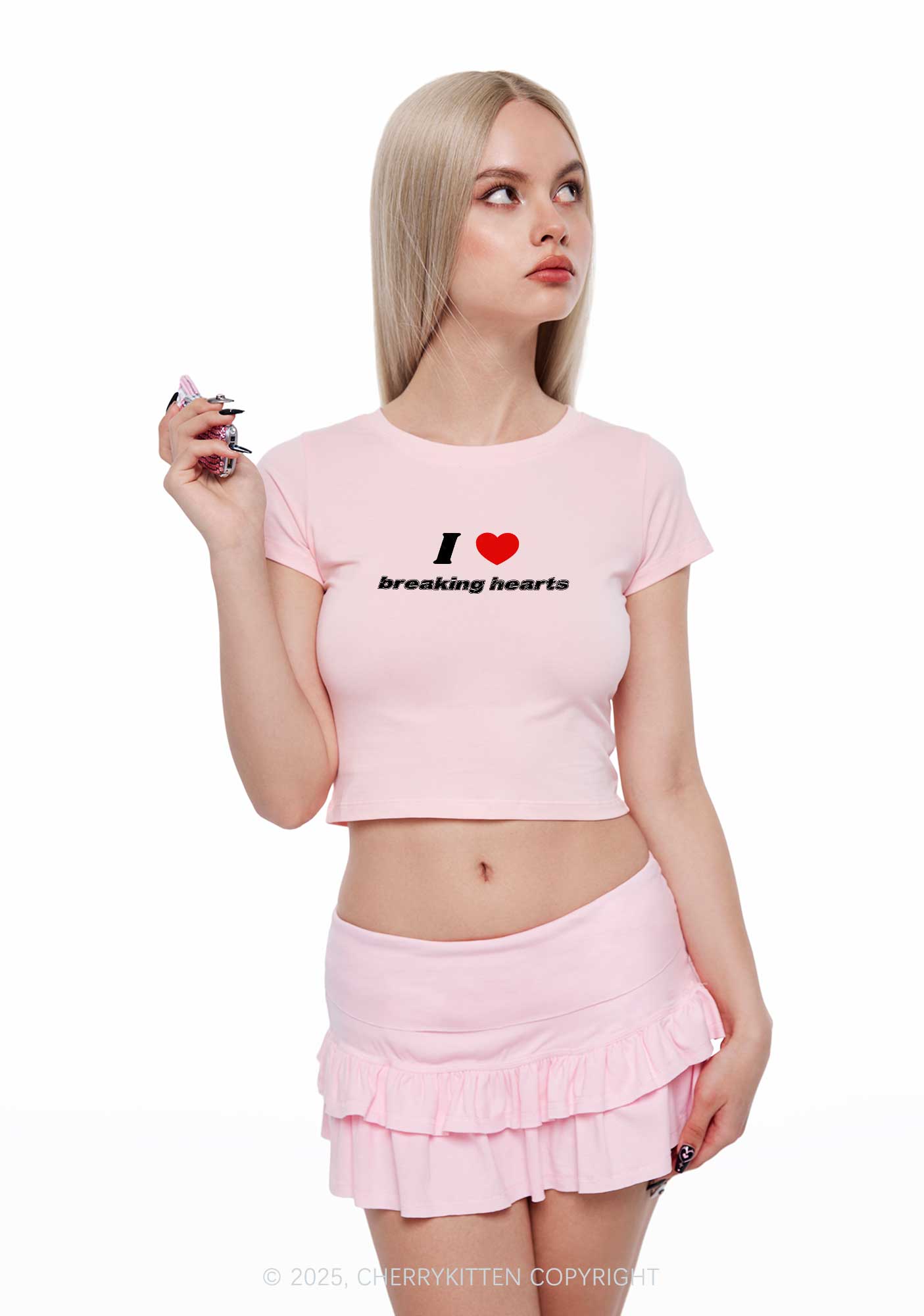 I Love Breaking Hearts Y2K Baby Tee Cherrykitten