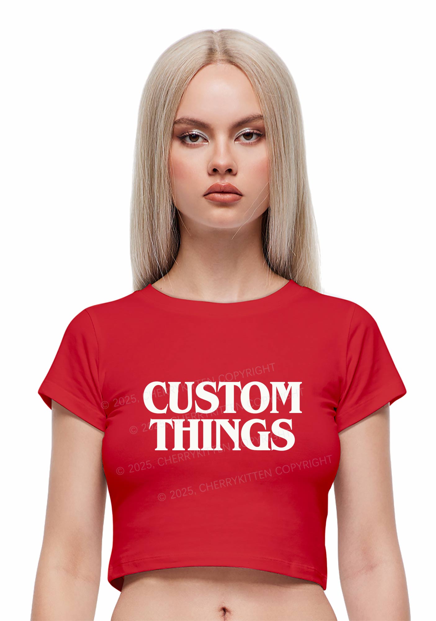 Custom Things Y2K Baby Tee Cherrykitten