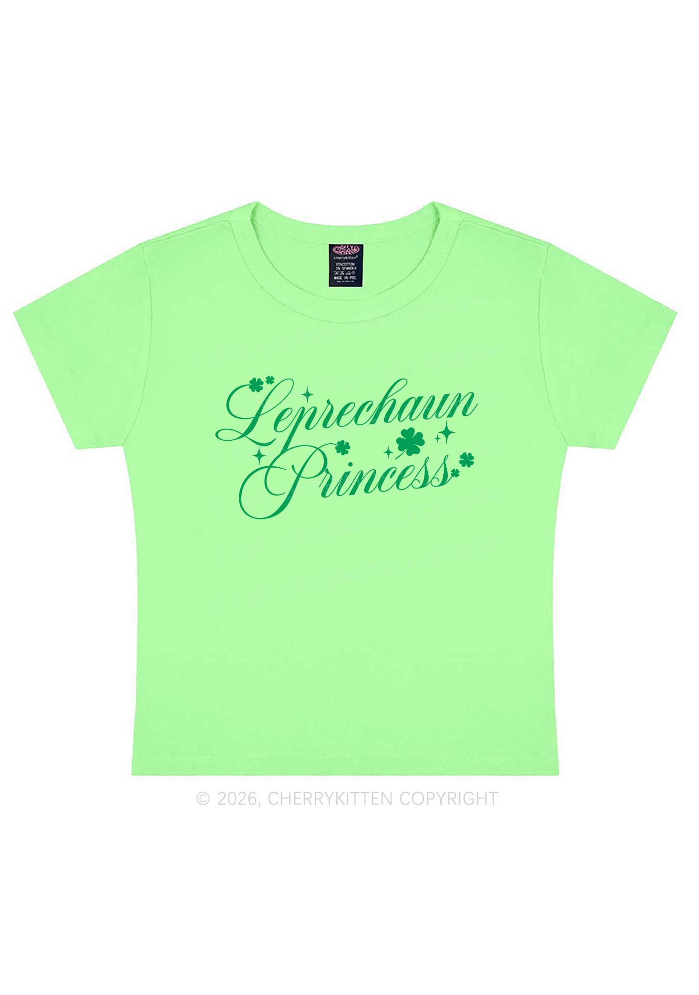 Leprechaun Princess St Patricks Y2K Baby Tee Cherrykitten