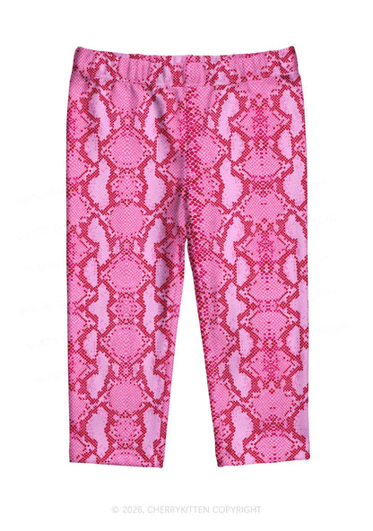 Hot Pink Snake Skin Pattern Y2K Print Capri Pants Cherrykitten