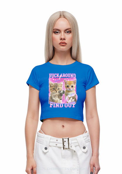 Fxxk Around Cats Y2K Baby Tee Cherrykitten