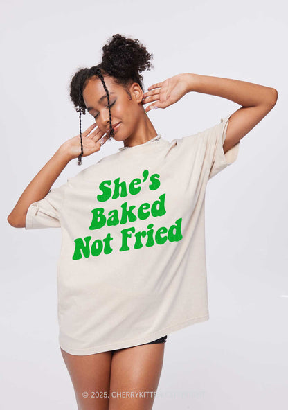 She Is Baked Not Fried Y2K Shirts Washed Tee Cherrykitten