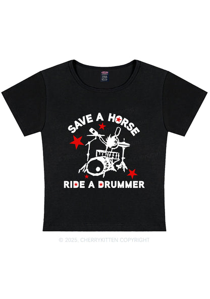 Save Horse Ride Drummer Y2K Baby Tee Cherrykitten
