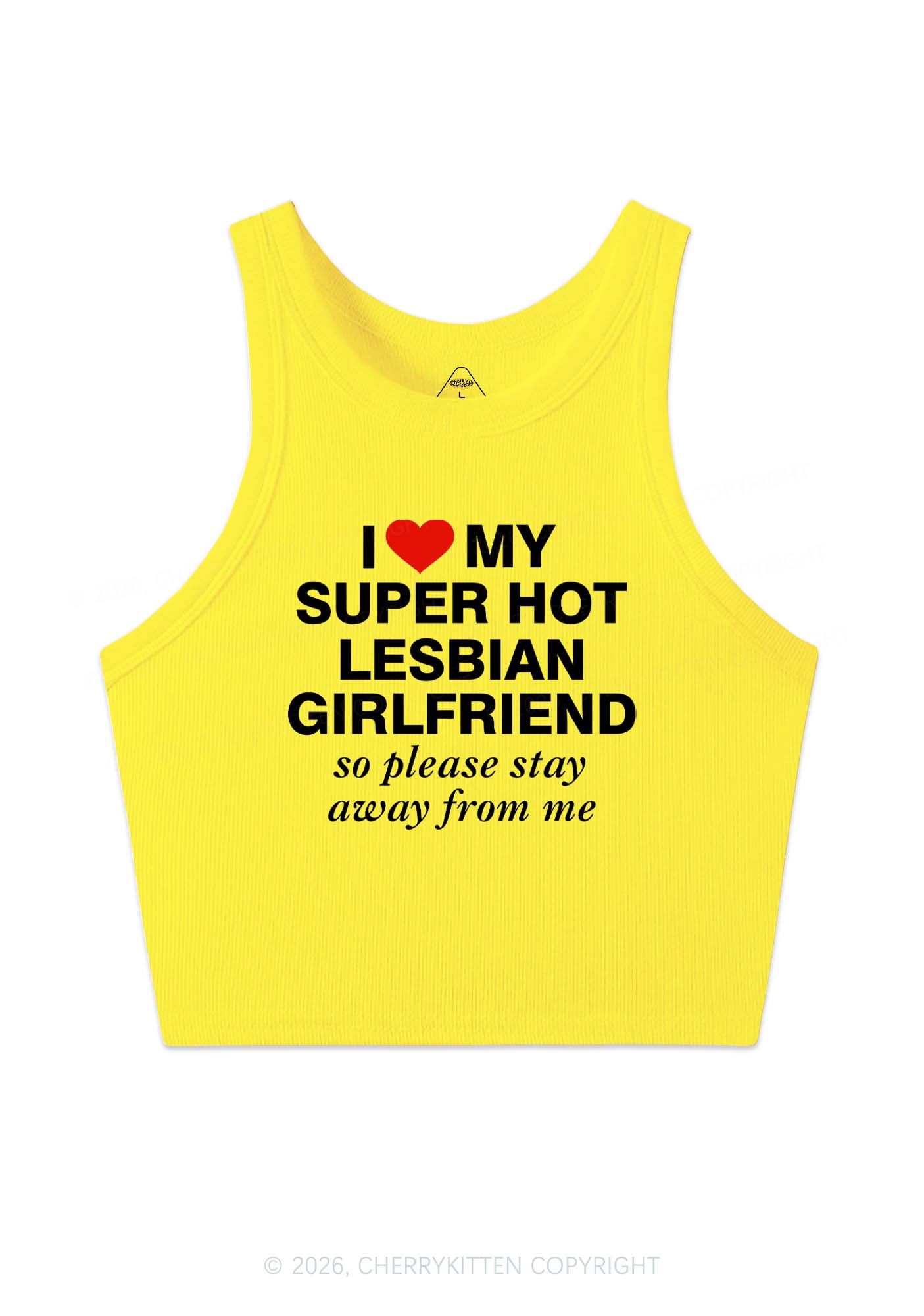 I Love My Super Hot Lesbian GF Pride Y2K Crop Tank Top Cherrykitten
