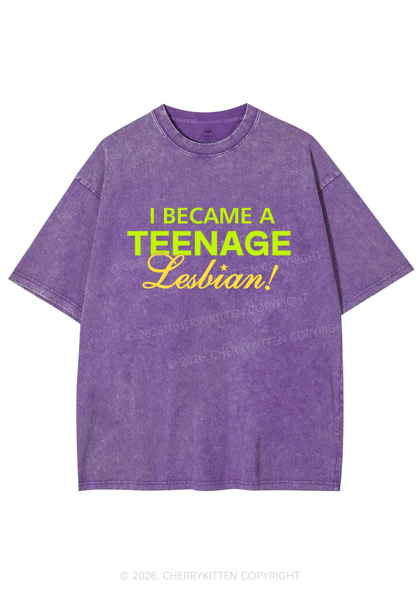 I Became A Teenage Lesbian Pride Y2K Shirts Washed Tee Cherrykitten
