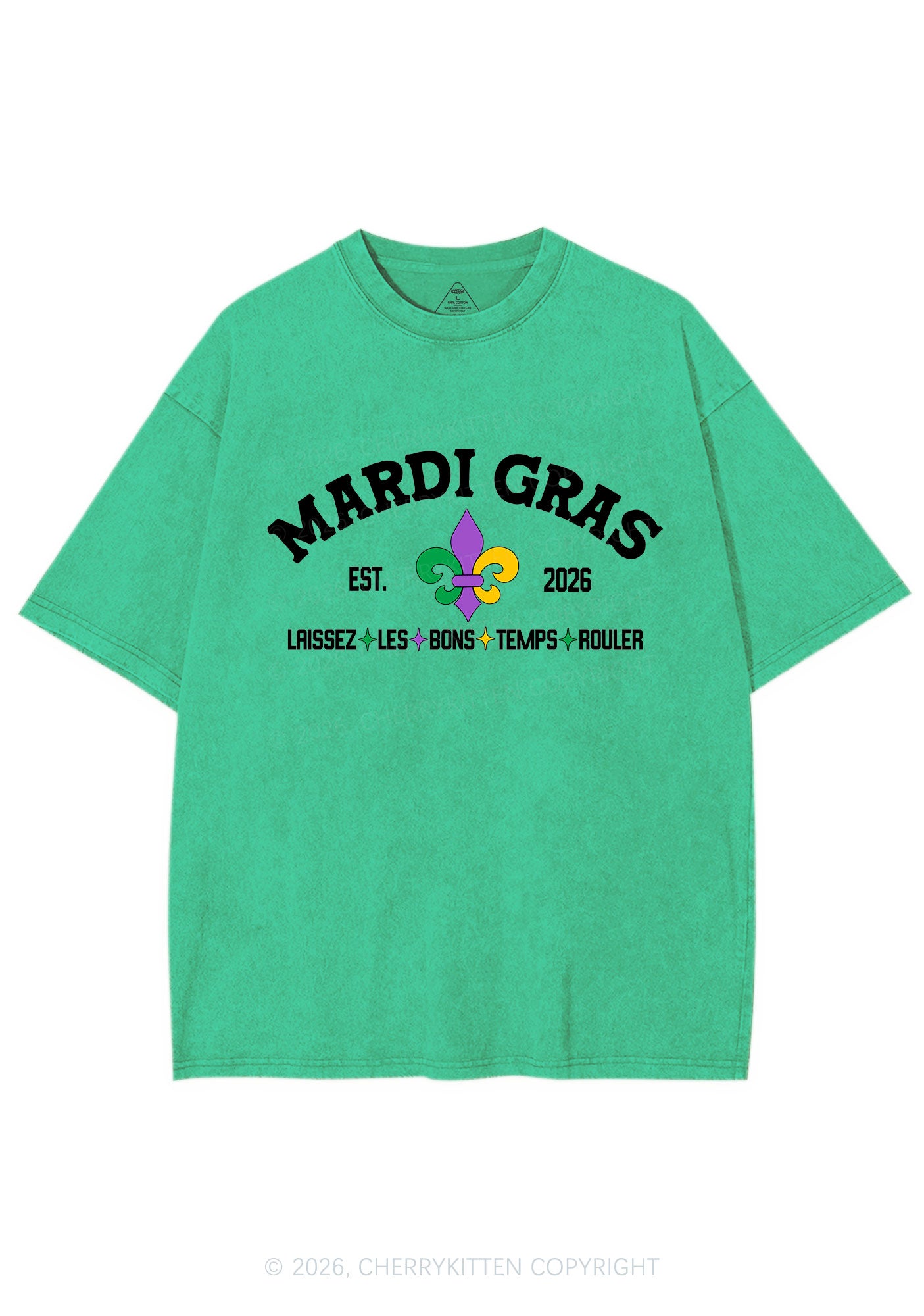 Mardi Gras Laissez Les Bons Temps Rouler Y2K Shirts Washed Tee Cherrykitten