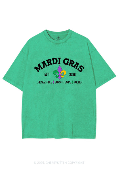 Mardi Gras Laissez Les Bons Temps Rouler Y2K Shirts Washed Tee Cherrykitten