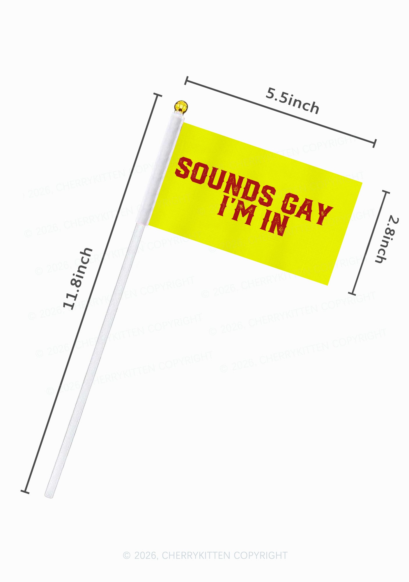 Yellow Sounds Gay Im In Pride Y2K Hand Flags Cherrykitten