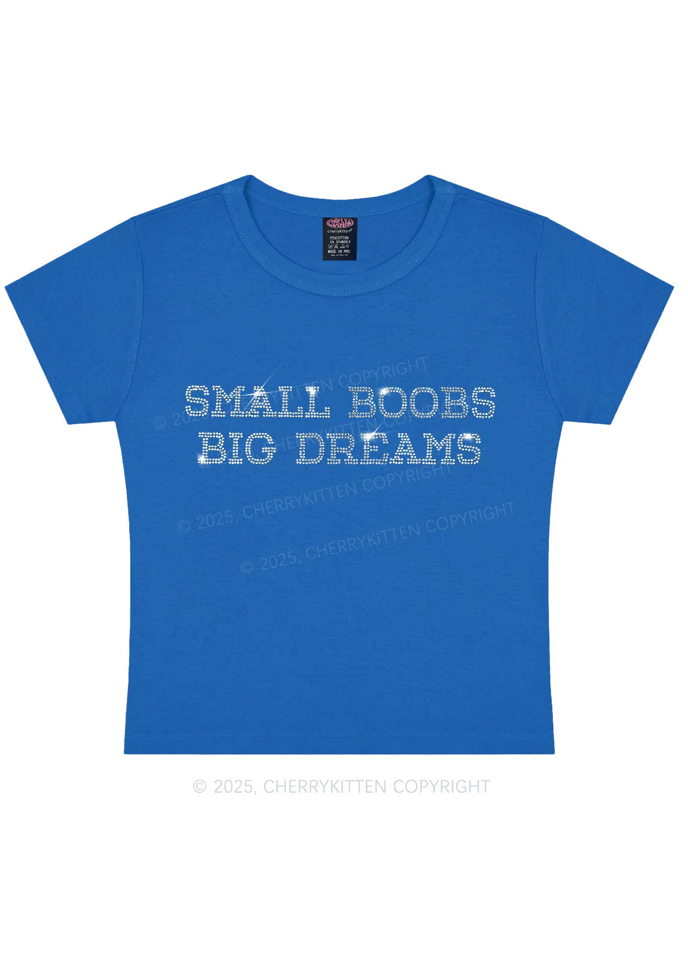 Rhinestone Small But Big Dreams Y2K Baby Tee Cherrykitten