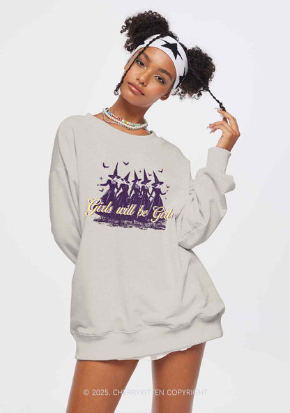 Halloween Witches Will Be Witches Y2K Washed Sweatshirts Cherrykitten