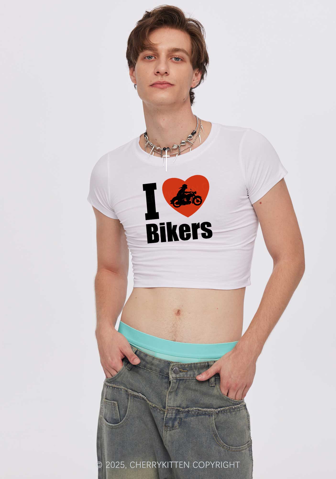 I Love Bikers Y2K Baby Tee Cherrykitten