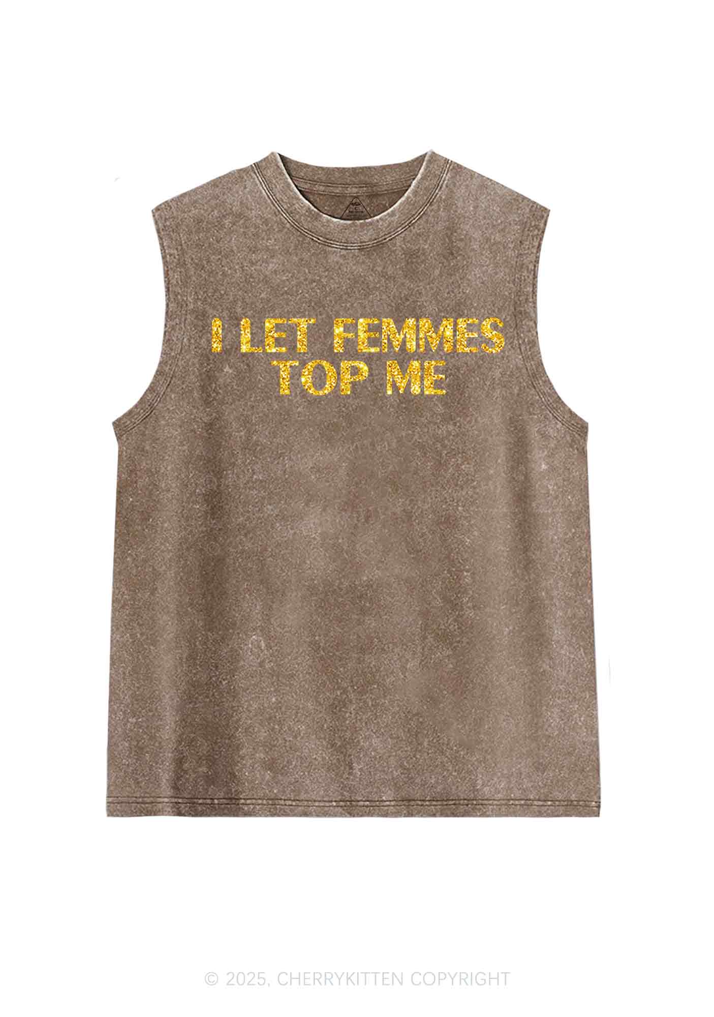 Glitter I Let Femmes Top Me Pride Y2K Washed Muscle Tank Cherrykitten