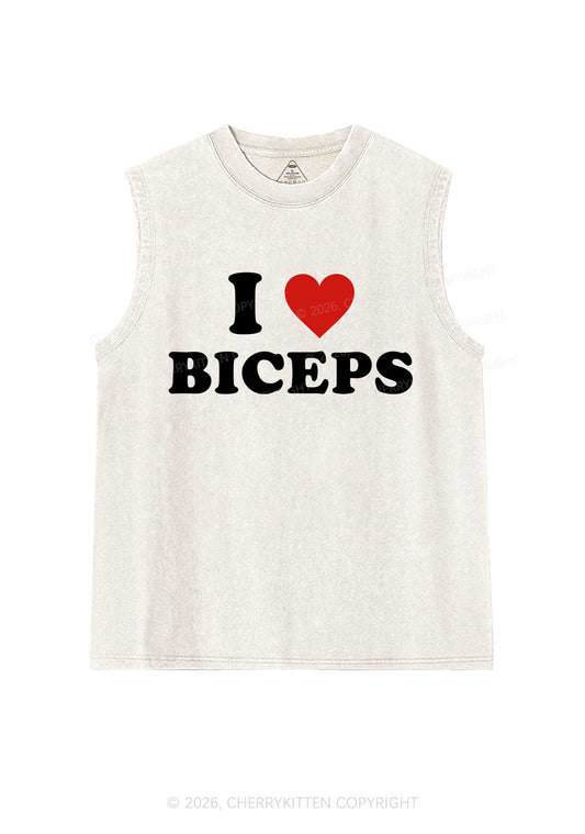 I Love Biceps Valentine's Day Y2K Washed Muscle Tank Cherrykitten