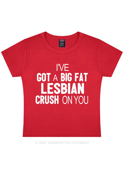 Big Fat Lesbian Crush Pride Y2K Baby Tee Cherrykitten
