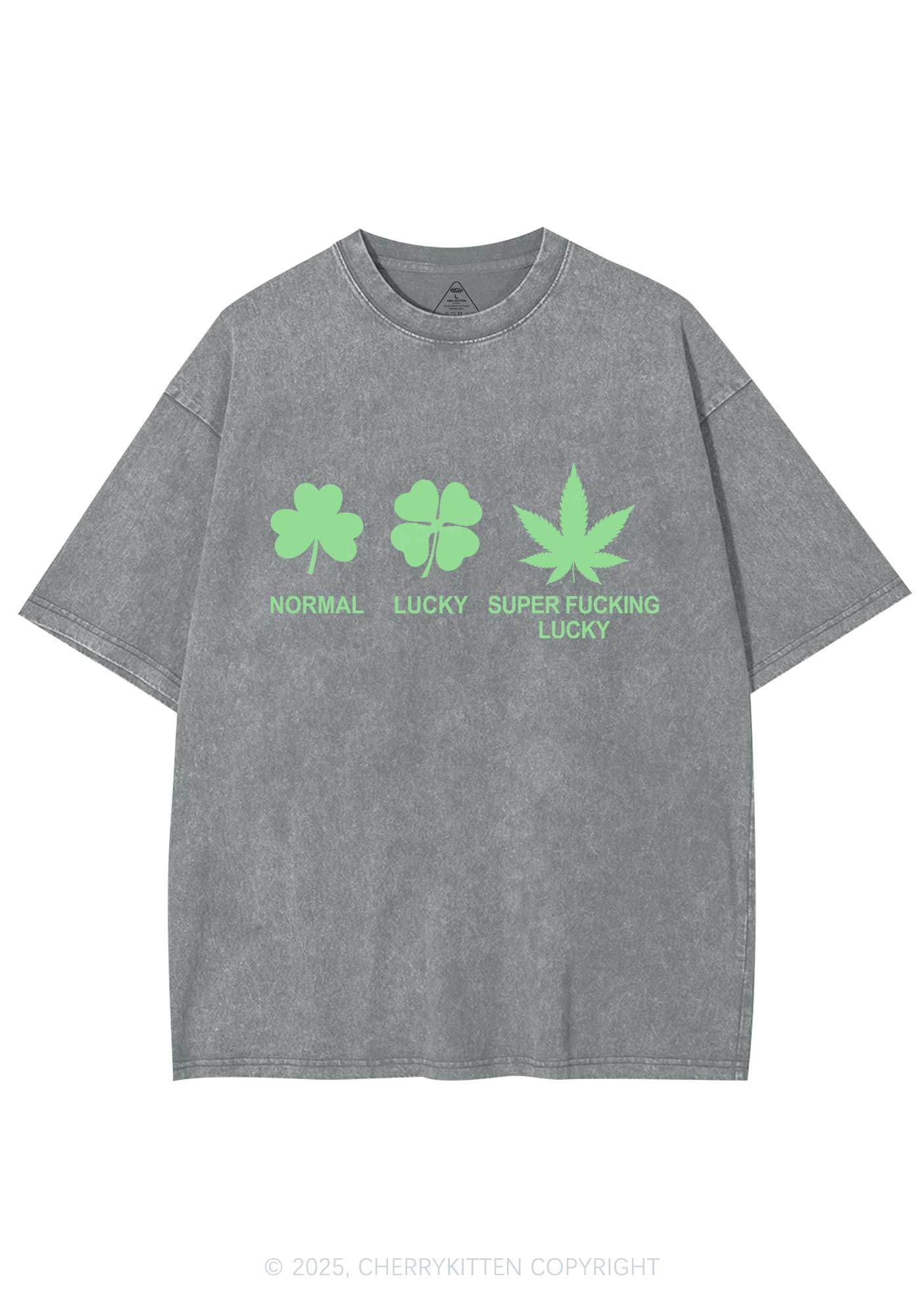 Super Fxxking Lucky St Patricks Y2K Washed Tee Cherrykitten