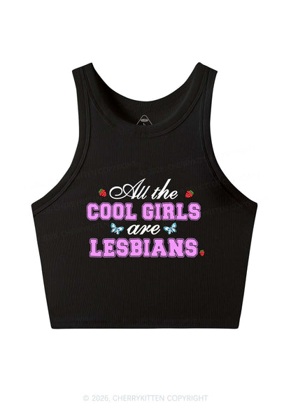Cool Girls Are Lesbians Pride Y2K Crop Tank Top Cherrykitten