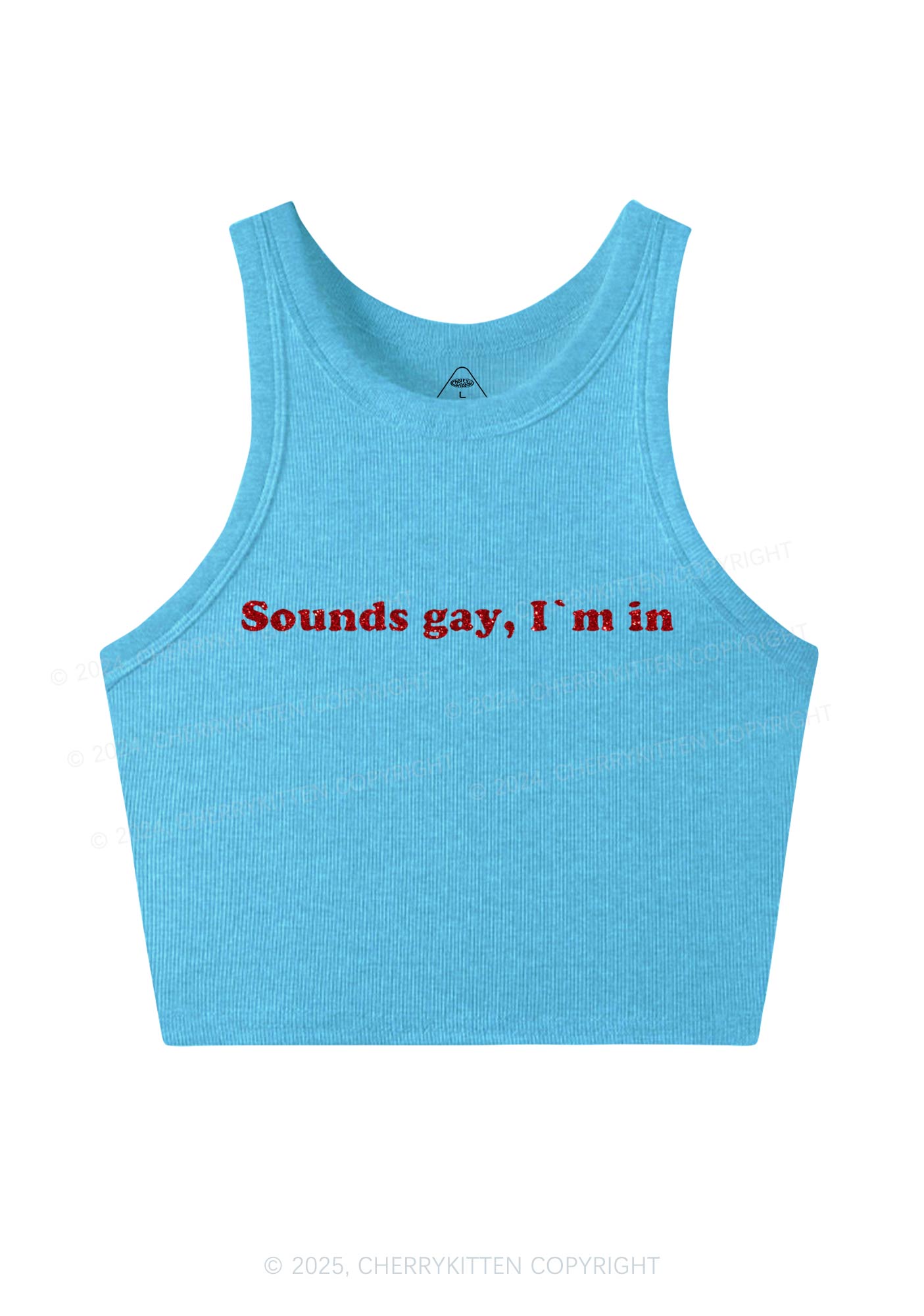 Glitter Sounds Gay Pride Y2K Crop Tank Top Cherrykitten