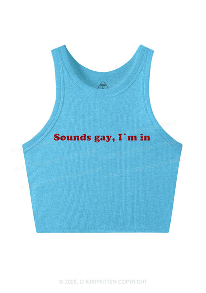 Glitter Sounds Gay Pride Y2K Crop Tank Top Cherrykitten