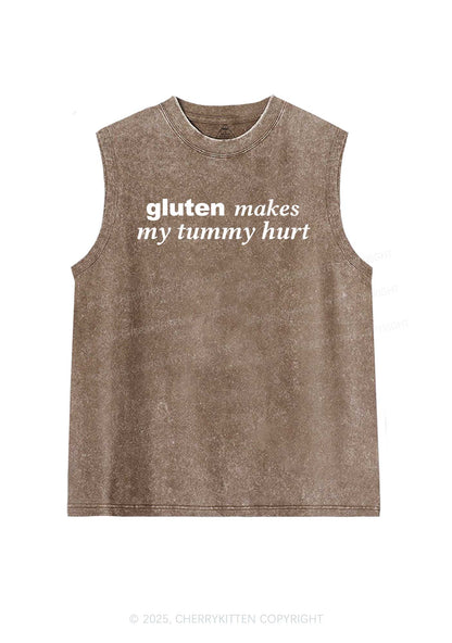 Gluten Makes Tummy Hurt Y2K Washed Muscle Tank Cherrykitten