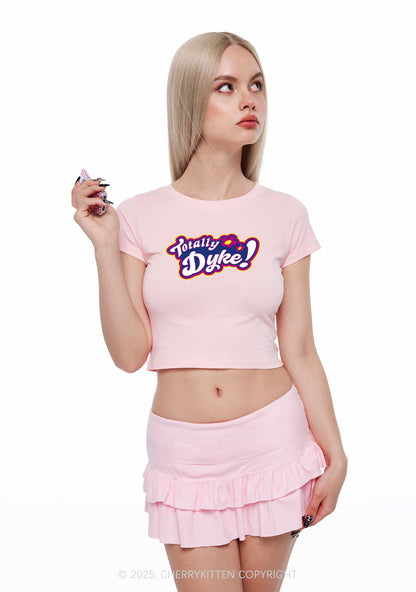 Totally Dyke Pride Y2K Baby Tee Cherrykitten
