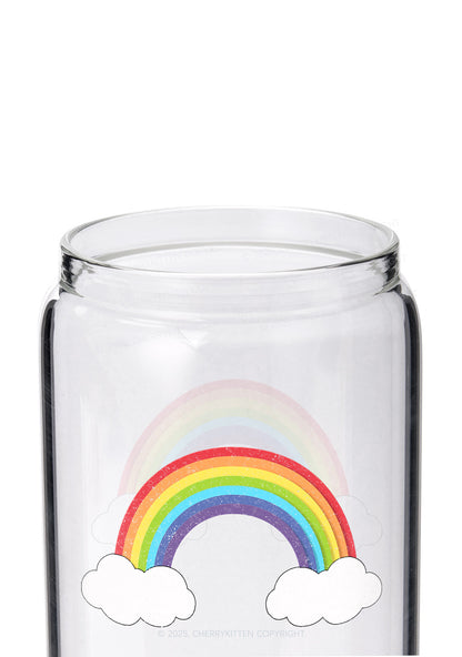 Rainbow Cloud  Pride Y2K Printed Glass Cup Cherrykitten