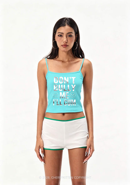 Dont Bully Me Silver Foil Printed Y2K Spaghetti Strap Cami Cherrykitten