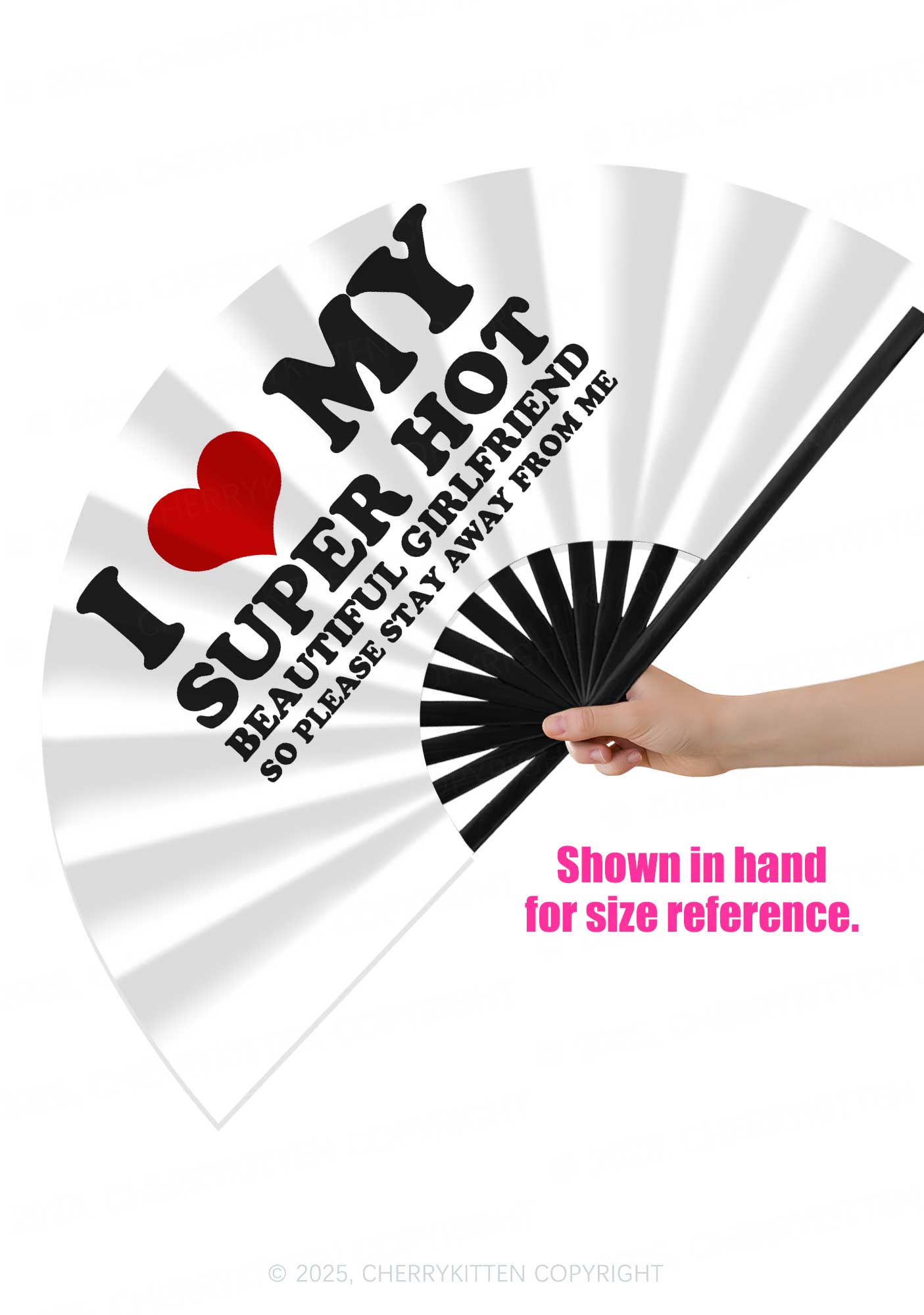Love My Super Hot GF Valentine's Day Y2K Rave Hand Fan Cherrykitten