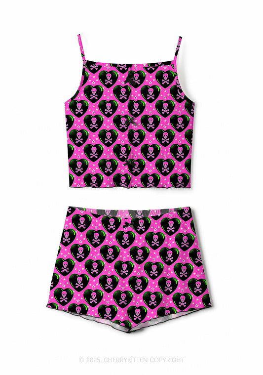 Skeleton Deluxe Valentine's Day Y2K Print Cami Shorts Pajama Set Cherrykitten