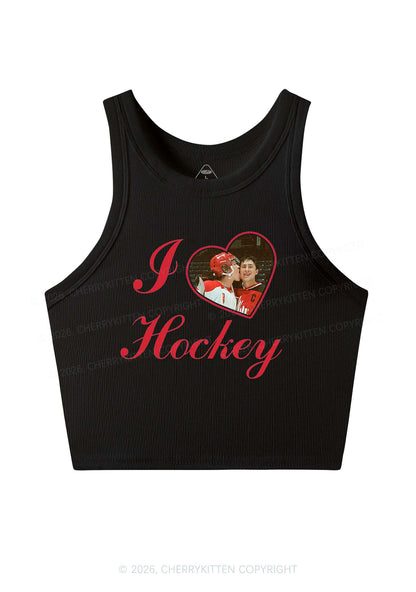 I Love Hockey HR Y2K Crop Tank Top Cherrykitten