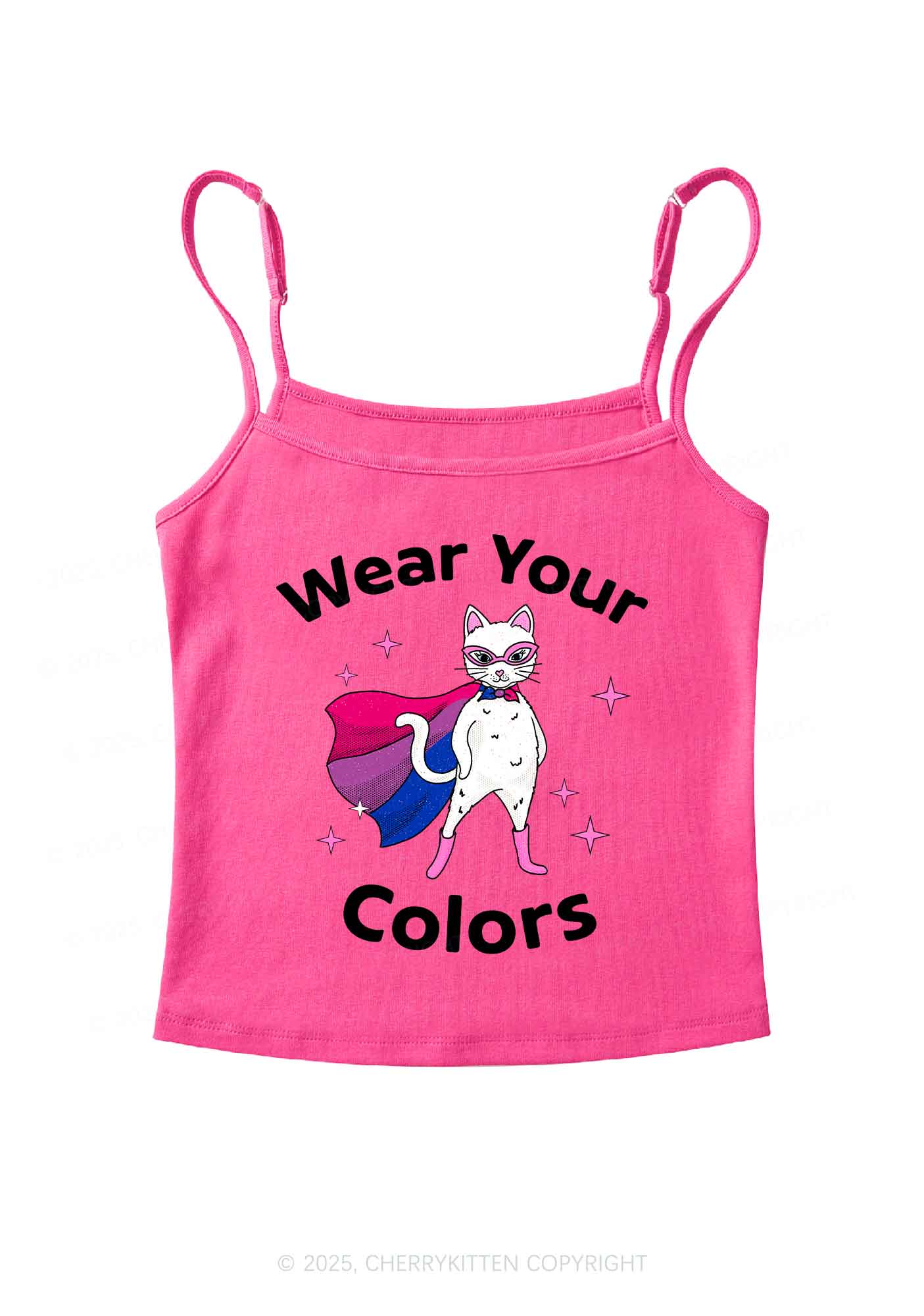 Bisexual Flag Cat Pride Y2K Spaghetti Strap Cami Cherrykitten