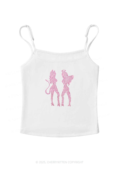 Rhinestone Dancing Girls Y2K Spaghetti Strap Cami Cherrykitten