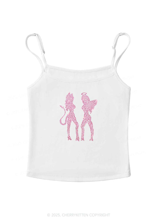 Rhinestone Dancing Girls Y2K Spaghetti Strap Cami Cherrykitten